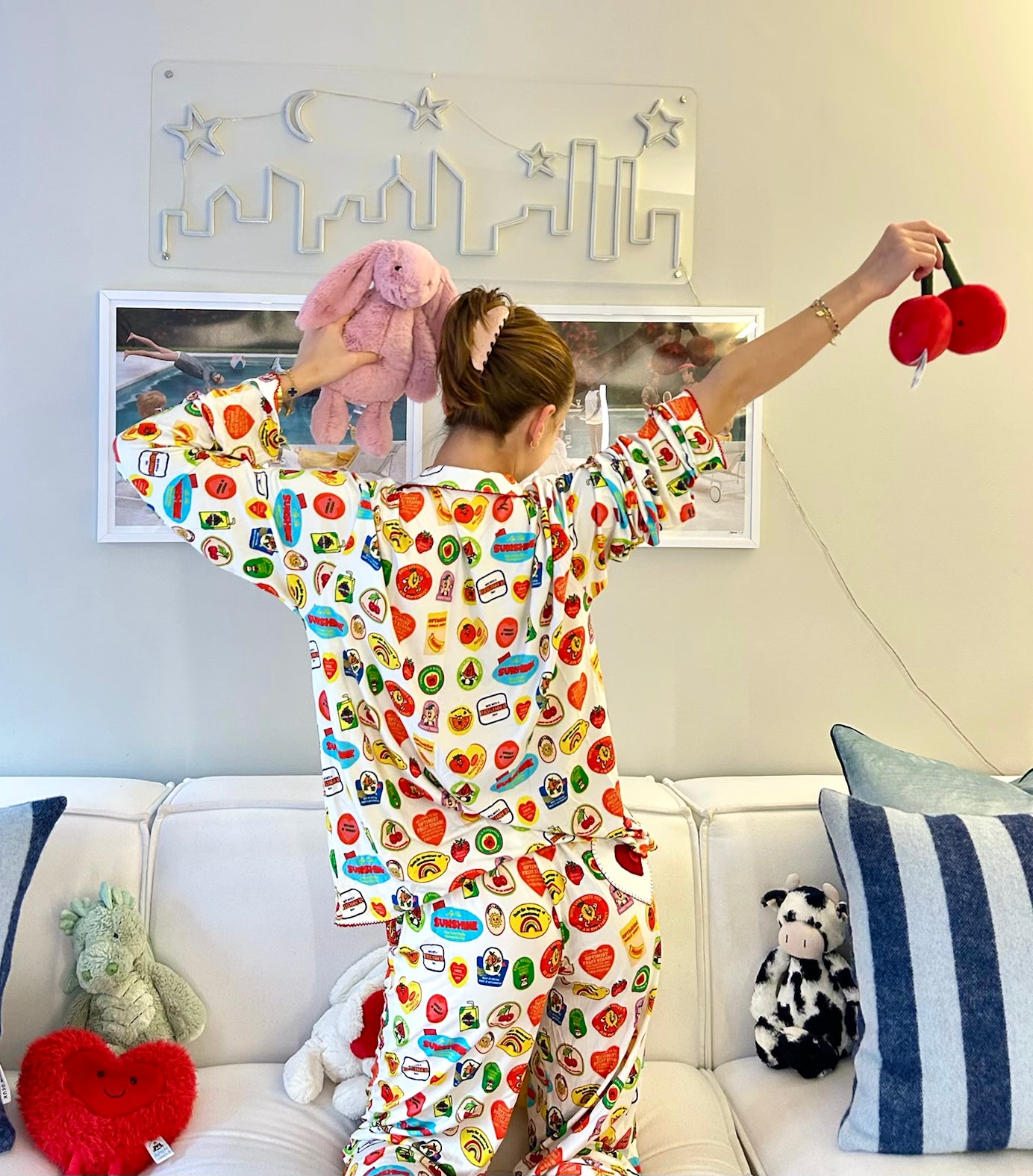 Retro Fruit Sticker Optimist Pajama Set- PJ Top + PJ Pants