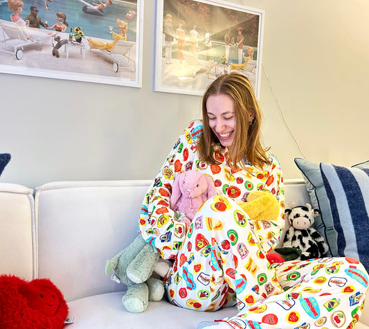 Retro Fruit Sticker Optimist Pajama Set- PJ Top + PJ Pants