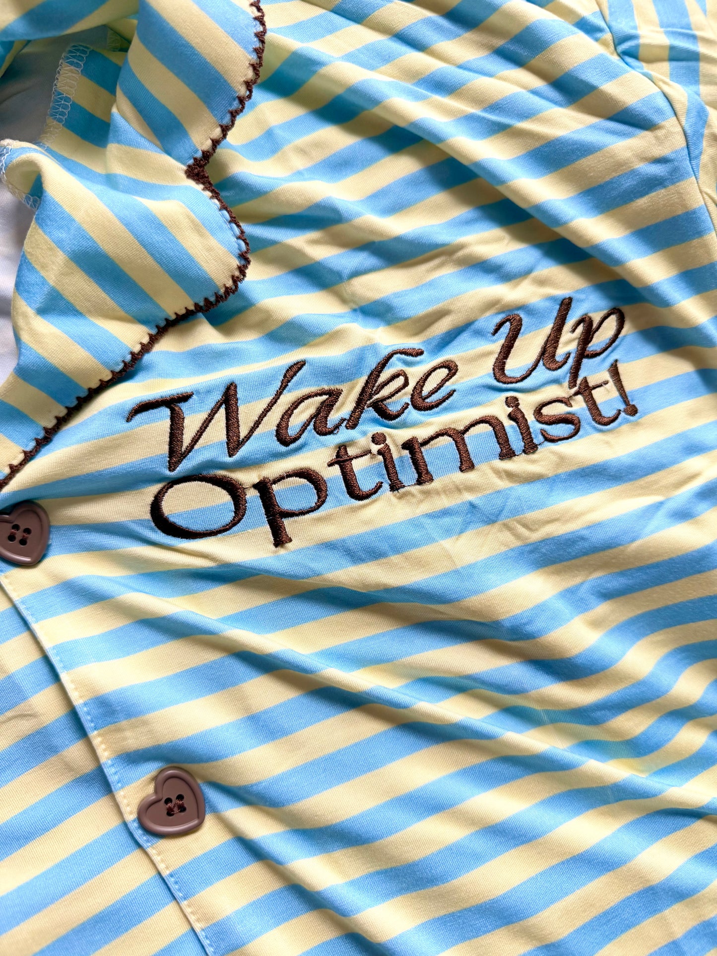 WAKE UP OPTIMIST! Striped Jammies Set (PJ Top + PJ Shorts)