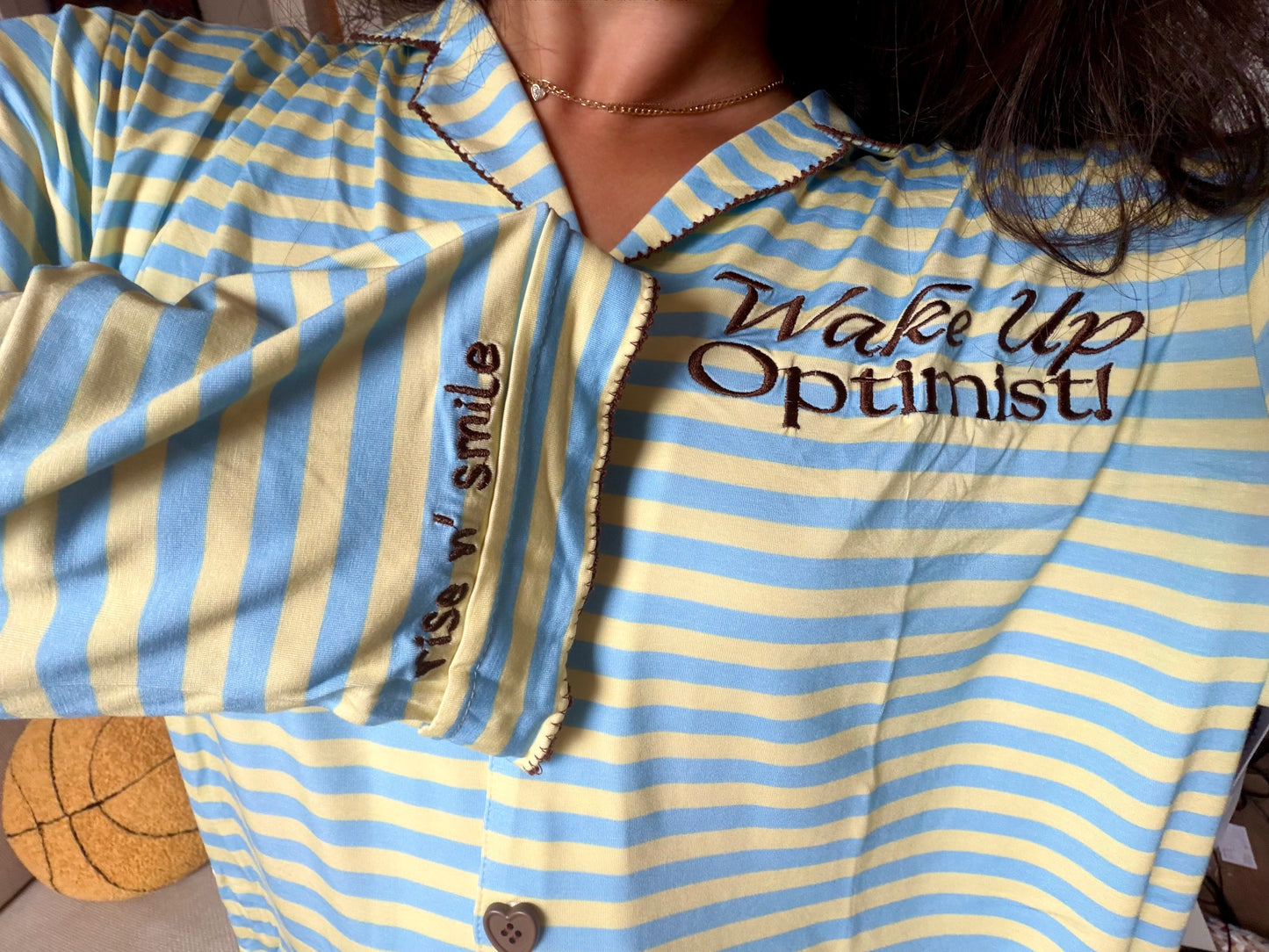 WAKE UP OPTIMIST! Striped Jammies Set (PJ Top + PJ Shorts)