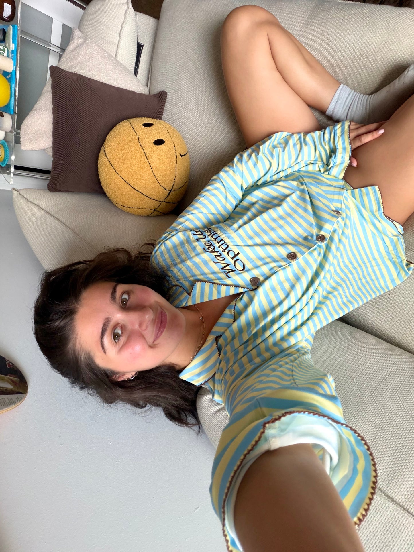 WAKE UP OPTIMIST! Striped Jammies Set (PJ Top + PJ Shorts)
