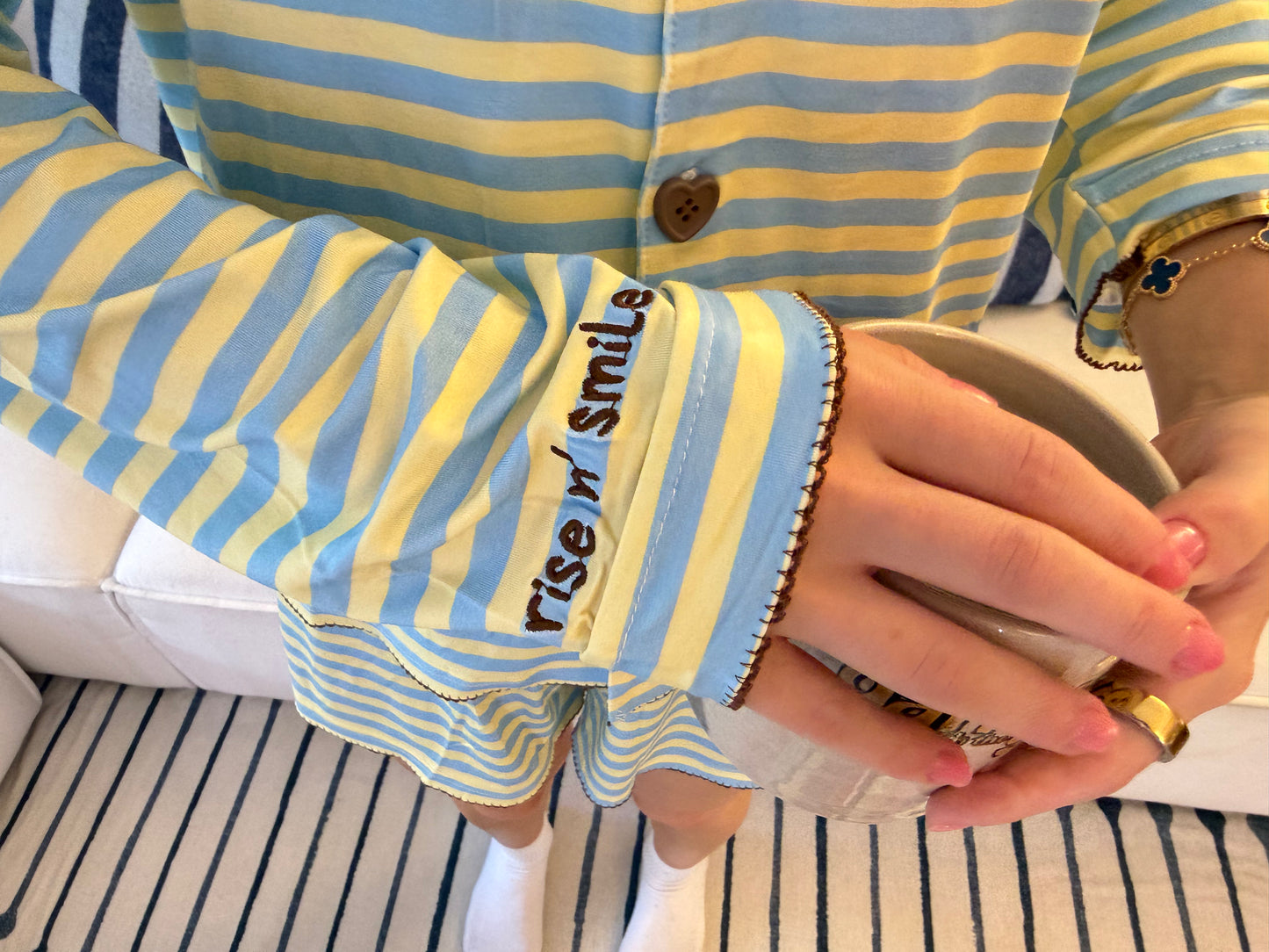 WAKE UP OPTIMIST! Striped Jammies Set (PJ Top + PJ Shorts)